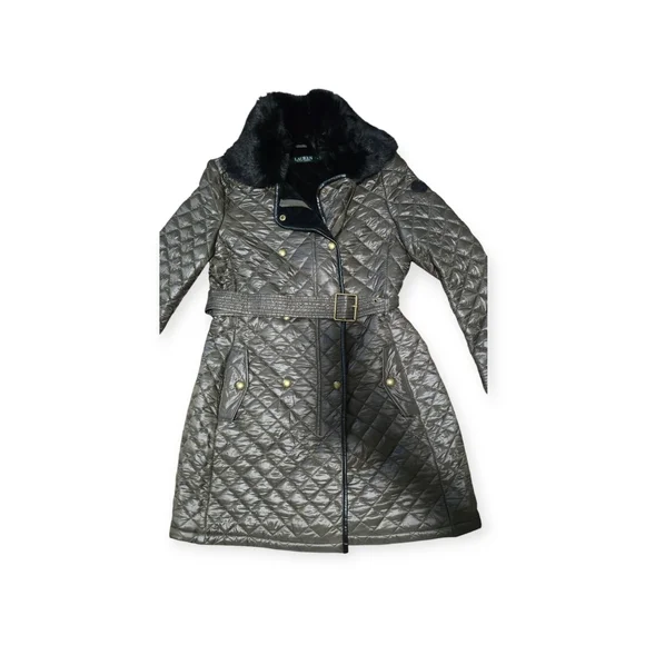 Lauren Ralph Lauren Quilted Puffer Coat In Hunter Green - Picture 4 of 7